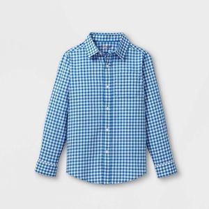BOYS BLUE CHECKERED BUTTON DOWN